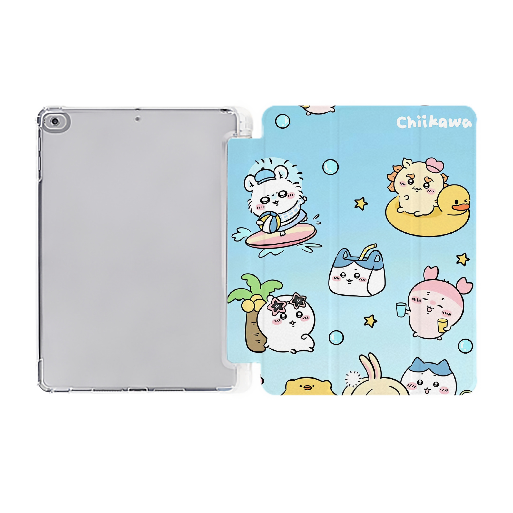 （画像用） ちいかわ Chii-kawa IPad ケース ペン収納付き 三つ折りスタンド PUレザー×シリコン 対応機種9.5/10.5/10.9インチ